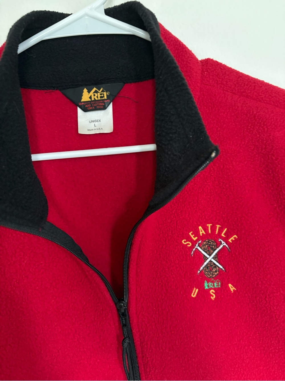 REI Women's Red Fleece Vest with Black Trim - Picture 2 of 4